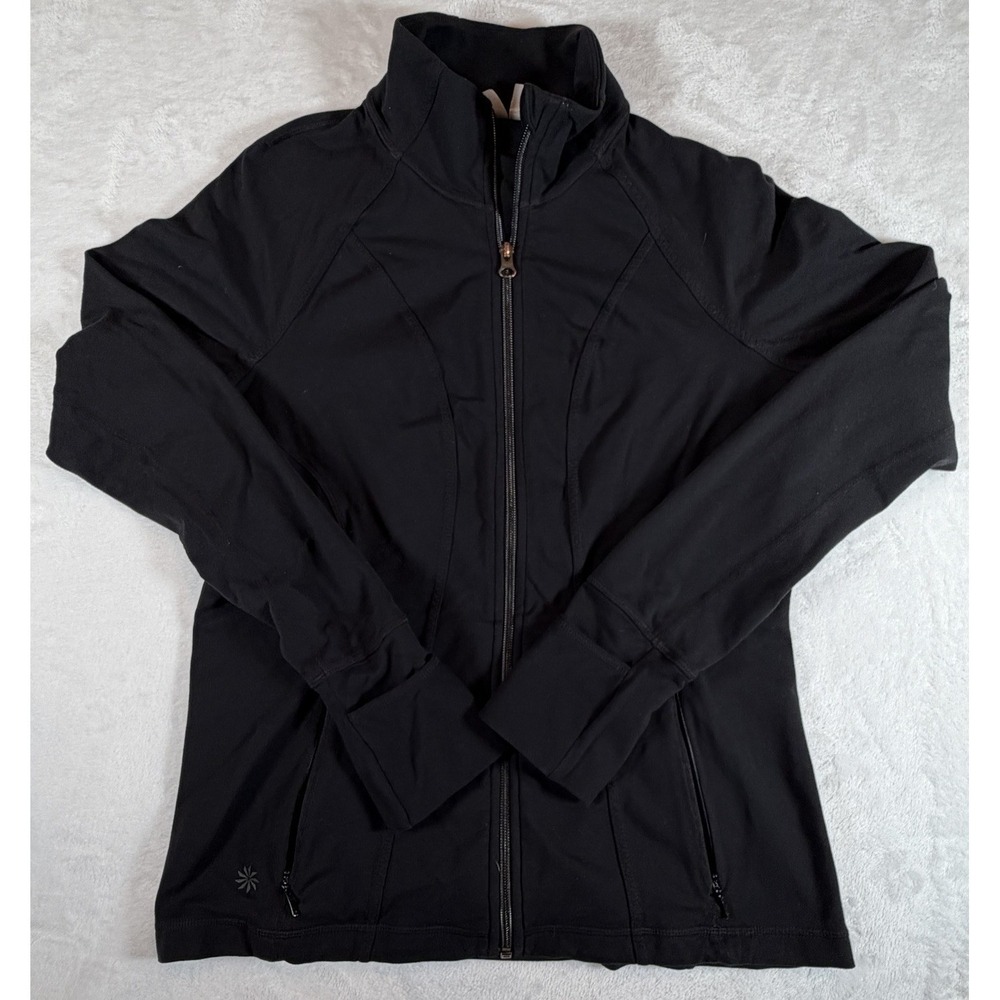 Athleta Jacket Women's Sz M Black CYA Hope Full Zip Stretch Athletic Long Sleeve
